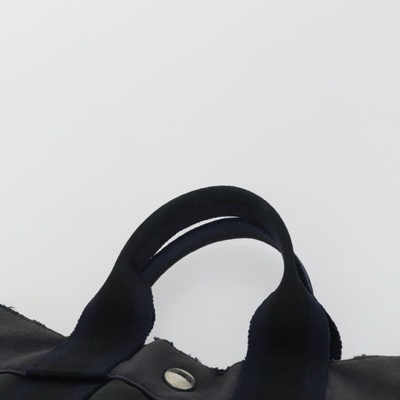 HERMES Fourre Tout Hand Bag Canvas 2 Set Gray Navy Auth bs33354