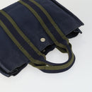 HERMES Fourre Tout Hand Bag Canvas 2 Set Gray Navy Auth bs33354-5