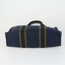 HERMES Fourre Tout Hand Bag Canvas 2 Set Gray Navy Auth bs33354-7