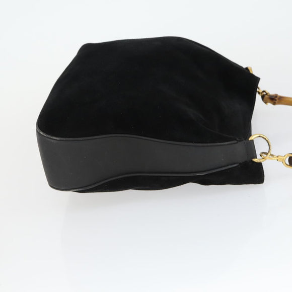 GUCCI Bamboo Hand Bag Patent leather 2 Set Black Auth bs33355