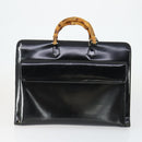 GUCCI Bamboo Hand Bag Patent leather 2 Set Black Auth bs33355-2