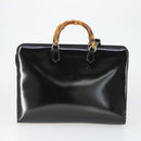 GUCCI Bamboo Hand Bag Patent leather 2 Set Black Auth bs33355-3