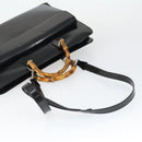 GUCCI Bamboo Hand Bag Patent leather 2 Set Black Auth bs33355-5