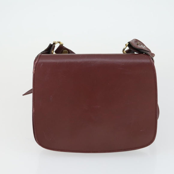 CARTIER Must Line Shoulder Bag Leather 2 Set Bordeaux Gold Auth bs33356
