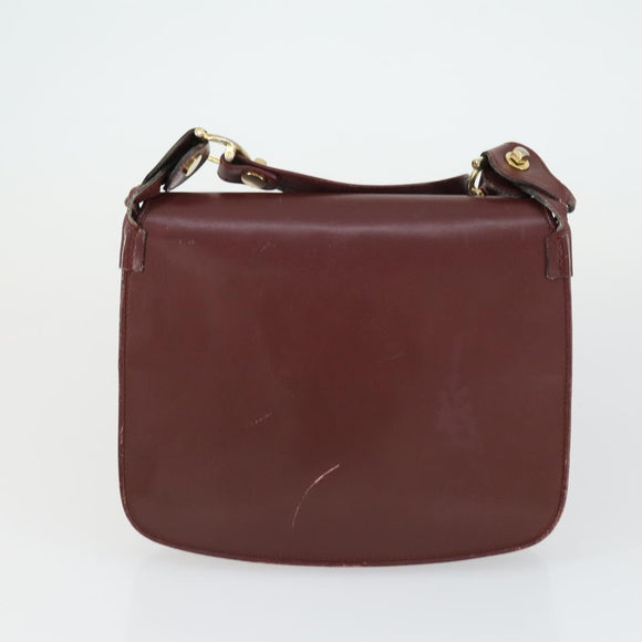 CARTIER Must Line Shoulder Bag Leather 2 Set Bordeaux Gold Auth bs33356