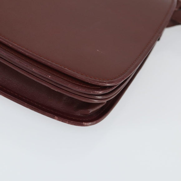 CARTIER Must Line Shoulder Bag Leather 2 Set Bordeaux Gold Auth bs33356