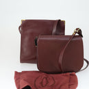 CARTIER Must Line Shoulder Bag Leather 2 Set Bordeaux Gold Auth bs33356-18