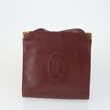 CARTIER Must Line Shoulder Bag Leather 2 Set Bordeaux Gold Auth bs33356 - 0
