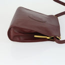 CARTIER Must Line Shoulder Bag Leather 2 Set Bordeaux Gold Auth bs33356-4