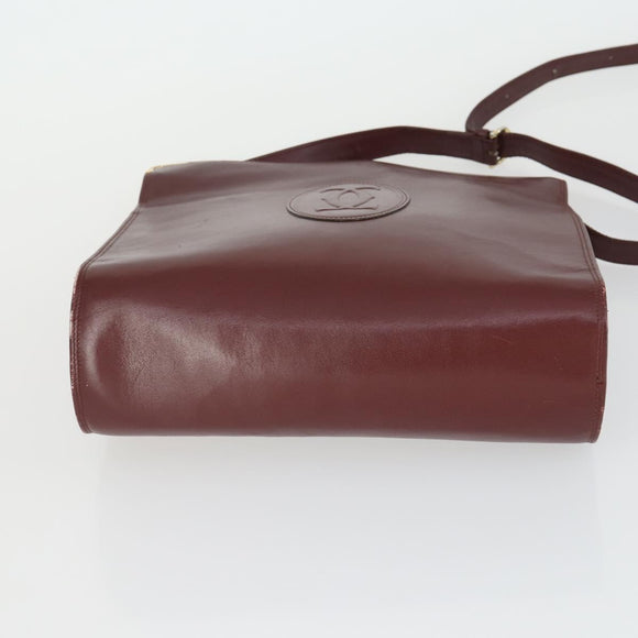 CARTIER Must Line Shoulder Bag Leather 2 Set Bordeaux Gold Auth bs33356