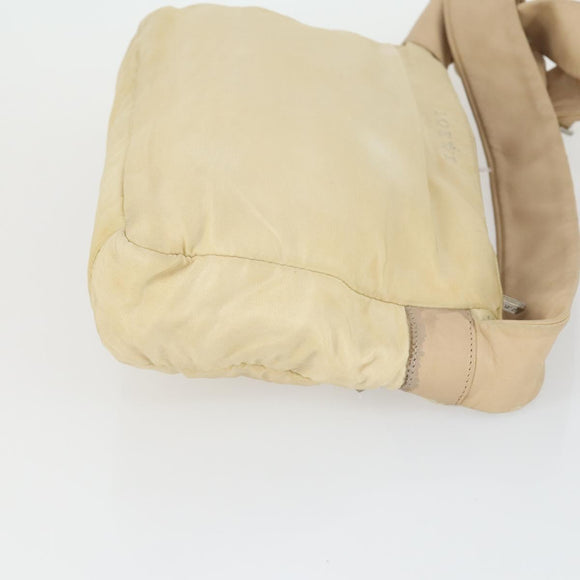 LOEWE Hand Bag Leather nylon 2 Set Brown White Auth bs33357