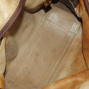 LOEWE Hand Bag Leather nylon 2 Set Brown White Auth bs33357-9
