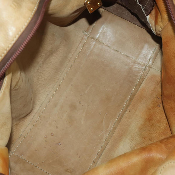LOEWE Hand Bag Leather nylon 2 Set Brown White Auth bs33357