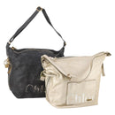 Chloe Shoulder Bag Leather Nylon 2 Set Black Gold Auth bs33358-1