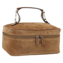 GUCCI Vanity Cosmetic Pouch Suede Brown Silver 032 1705 0140 Auth bs33363-1