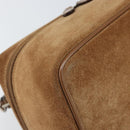 GUCCI Vanity Cosmetic Pouch Suede Brown Silver 032 1705 0140 Auth bs33363-14