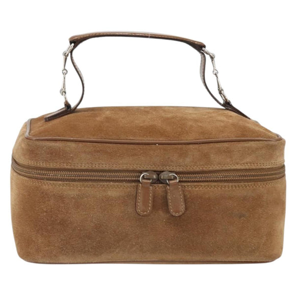 GUCCI Vanity Cosmetic Pouch Suede Brown Silver 032 1705 0140 Auth bs33363