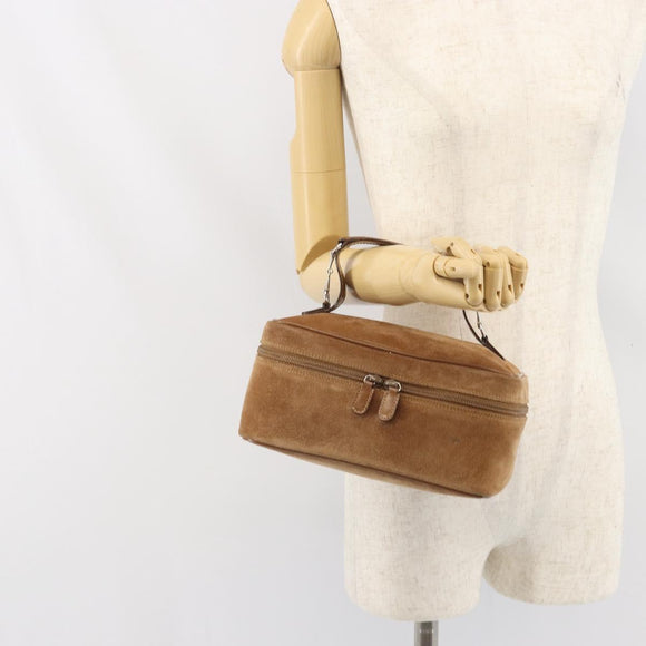 GUCCI Vanity Cosmetic Pouch Suede Brown Silver 032 1705 0140 Auth bs33363