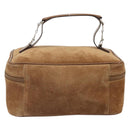 GUCCI Vanity Cosmetic Pouch Suede Brown Silver 032 1705 0140 Auth bs33363-2
