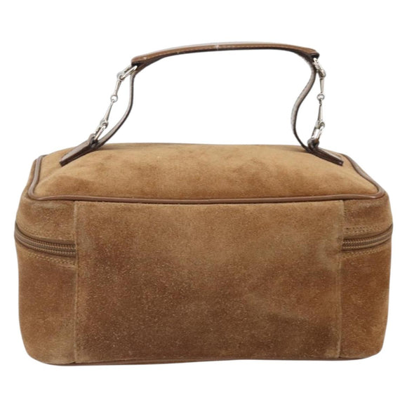 GUCCI Vanity Cosmetic Pouch Suede Brown Silver 032 1705 0140 Auth bs33363