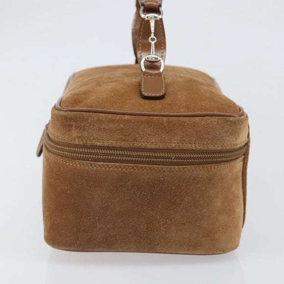 GUCCI Vanity Cosmetic Pouch Suede Brown Silver 032 1705 0140 Auth bs33363