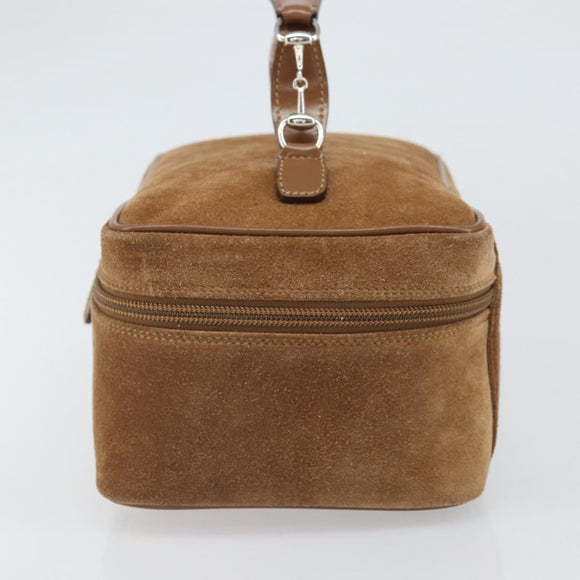 GUCCI Vanity Cosmetic Pouch Suede Brown Silver 032 1705 0140 Auth bs33363