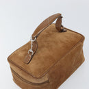 GUCCI Vanity Cosmetic Pouch Suede Brown Silver 032 1705 0140 Auth bs33363-6