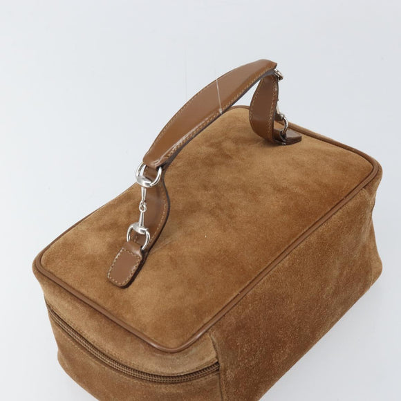 GUCCI Vanity Cosmetic Pouch Suede Brown Silver 032 1705 0140 Auth bs33363