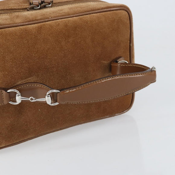 GUCCI Vanity Cosmetic Pouch Suede Brown Silver 032 1705 0140 Auth bs33363