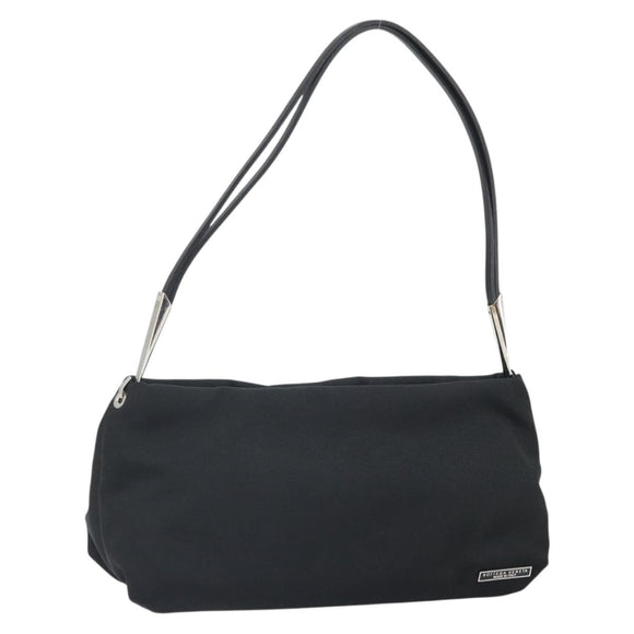 BOTTEGA VENETA Shoulder Bag Canvas Black Silver Auth bs33364