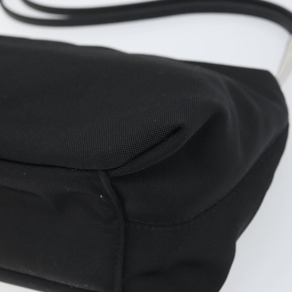 BOTTEGA VENETA Shoulder Bag Canvas Black Silver Auth bs33364