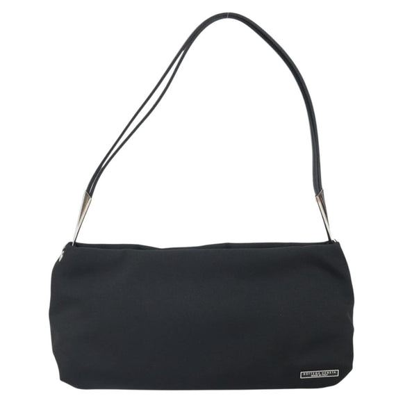 BOTTEGA VENETA Shoulder Bag Canvas Black Silver Auth bs33364
