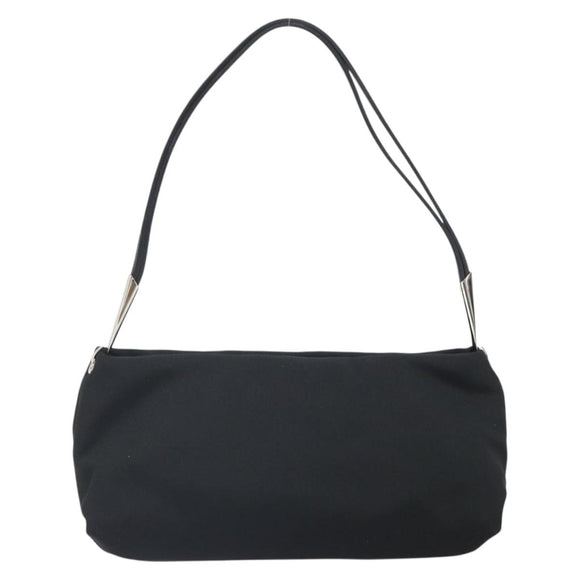 BOTTEGA VENETA Shoulder Bag Canvas Black Silver Auth bs33364