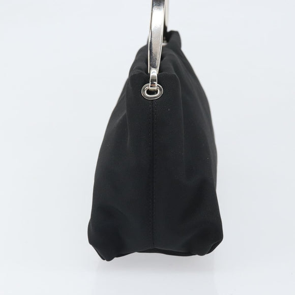 BOTTEGA VENETA Shoulder Bag Canvas Black Silver Auth bs33364