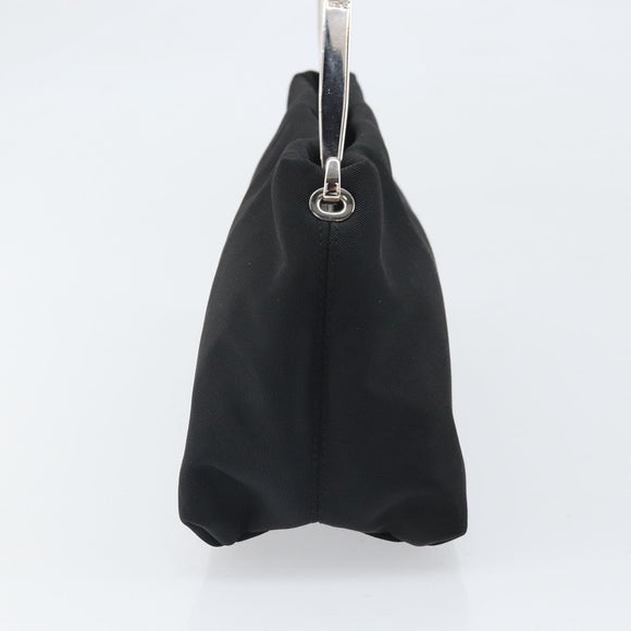 BOTTEGA VENETA Shoulder Bag Canvas Black Silver Auth bs33364