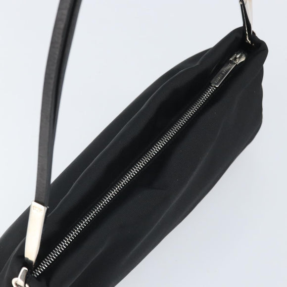 BOTTEGA VENETA Shoulder Bag Canvas Black Silver Auth bs33364