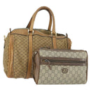 GUCCI Micro GG Supreme Clutch Bag PVC 2 Set Brown Beige Auth bs33365-1
