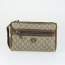 GUCCI Micro GG Supreme Clutch Bag PVC 2 Set Brown Beige Auth bs33365-11