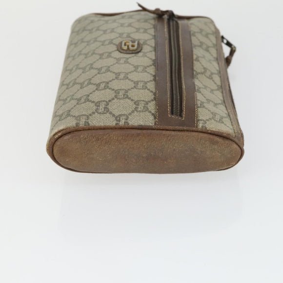 GUCCI Micro GG Supreme Clutch Bag PVC 2 Set Brown Beige Auth bs33365