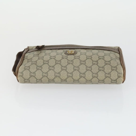 GUCCI Micro GG Supreme Clutch Bag PVC 2 Set Brown Beige Auth bs33365