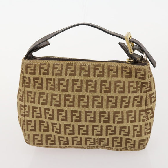 FENDI Zucchino Canvas Bag Leather Nylon 4 Set Brown Black beige Auth bs33366