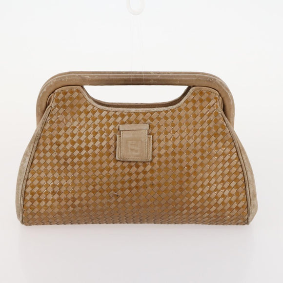 FENDI Zucchino Canvas Bag Leather Nylon 4 Set Brown Black beige Auth bs33366