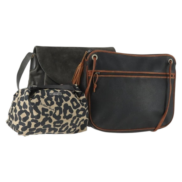 BOTTEGA VENETA Handtasche Canvas PVC Wildleder 3er Set Beige Schwarz Auth bs33367