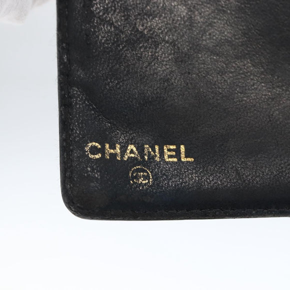CHANEL Wallet Caviar Skin Black Gold CC Auth bs33372