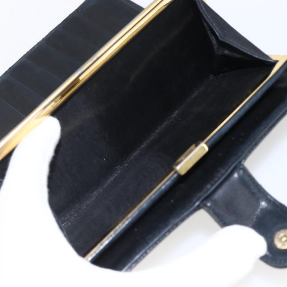 CHANEL Wallet Caviar Skin Black Gold CC Auth bs33372