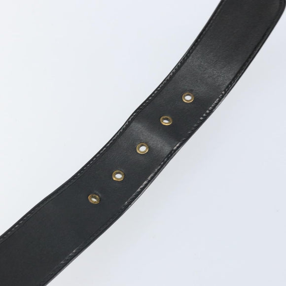 Christian Dior Trotter Canvas Belt 31.9"" Black Gold Auth bs33373