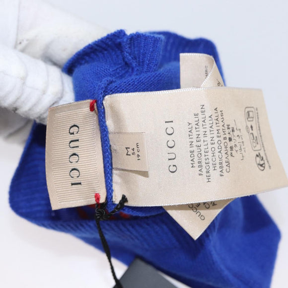 GUCCI GG Canvas knitted Fabrics Cap M Blue 748423 Auth bs33379