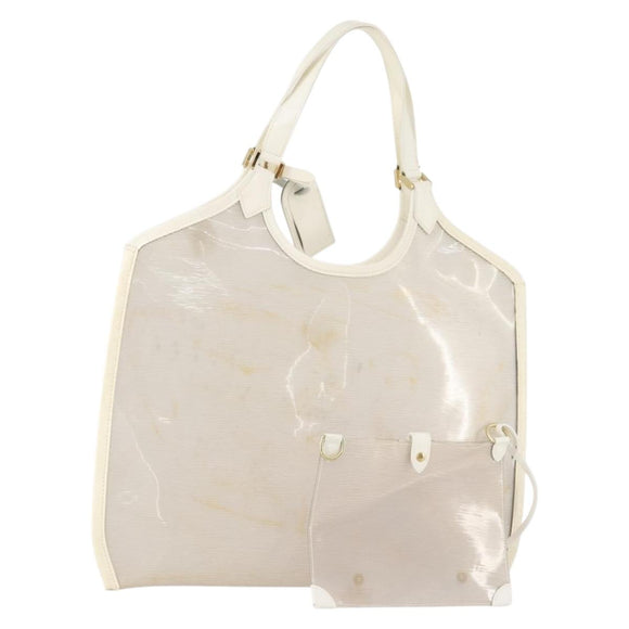LOUIS VUITTON Epi Plage Via Bag Vinyl Leather Clear White M92153 LV Auth bs33391