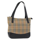 BURBERRY Nova Check Hand Bag Canvas Beige Gold Auth bs33397-1