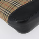 BURBERRY Nova Check Hand Bag Canvas Beige Gold Auth bs33397-13